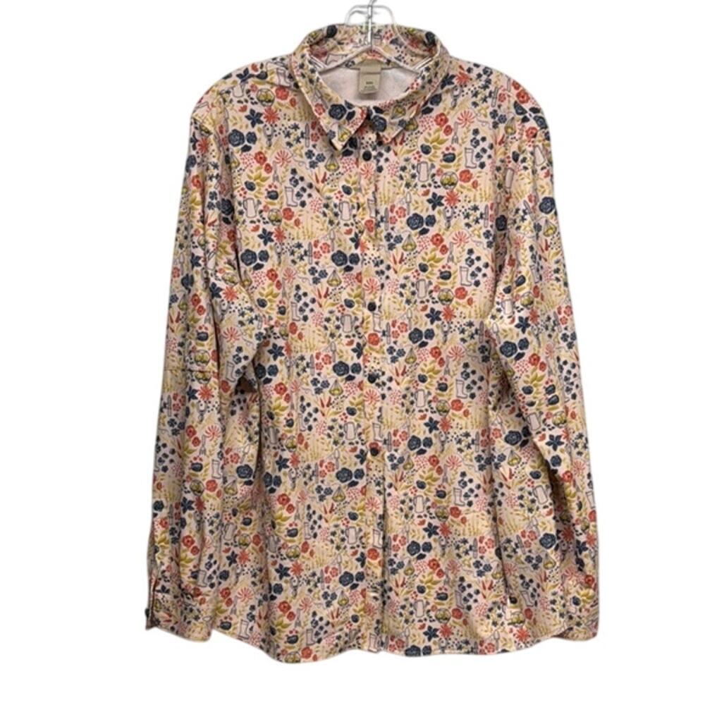New Women's Duluth Trading Co. Sidewinder Floral Gardening Long Sleeve Shirt XXL